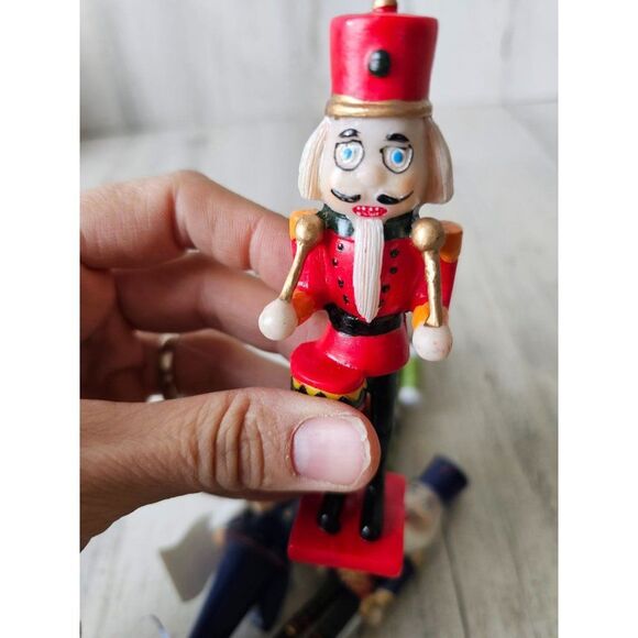Vintage nutcracker musician band glitter blue red ornament Xmas tree hallmark - Picture 7 of 10